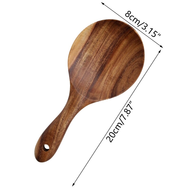 Natural Wooden Rice Paddle Spoon Non-stick Rice Scooper Food Serving Spoons Kitchen Utensils for Potato Salads