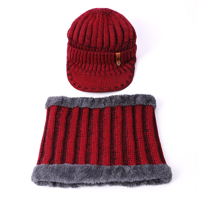 Conjunto de gorros y bufandas para hombre y mujer, gorros con ala, gorro de punto para mantener el calor, gorros de ganchillo para invierno