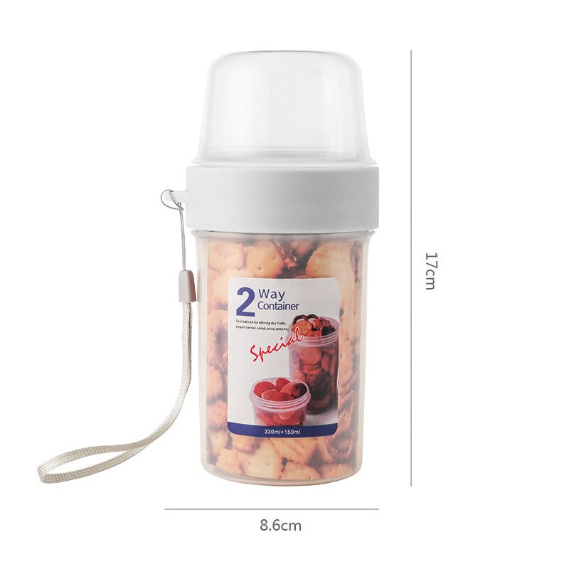 Double-decker Storage Box Portable Yogurt Salad Fruit Box Plastic Sealed Can Lunch Box Snack Nuts Food Supplement Box Kitchen: 150vs330ml