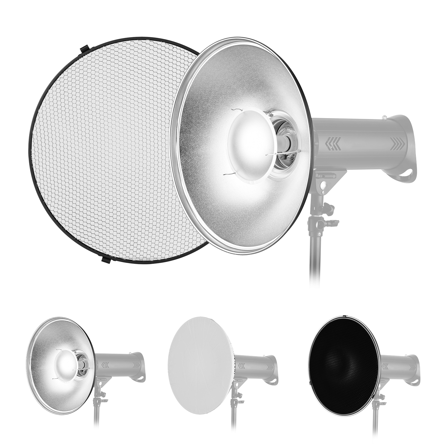 Andoer – réflecteur de beauté Standard de 41cm, monture Bowens avec diffuseur blanc pour Portrait de Studio, Flash stroboscopique