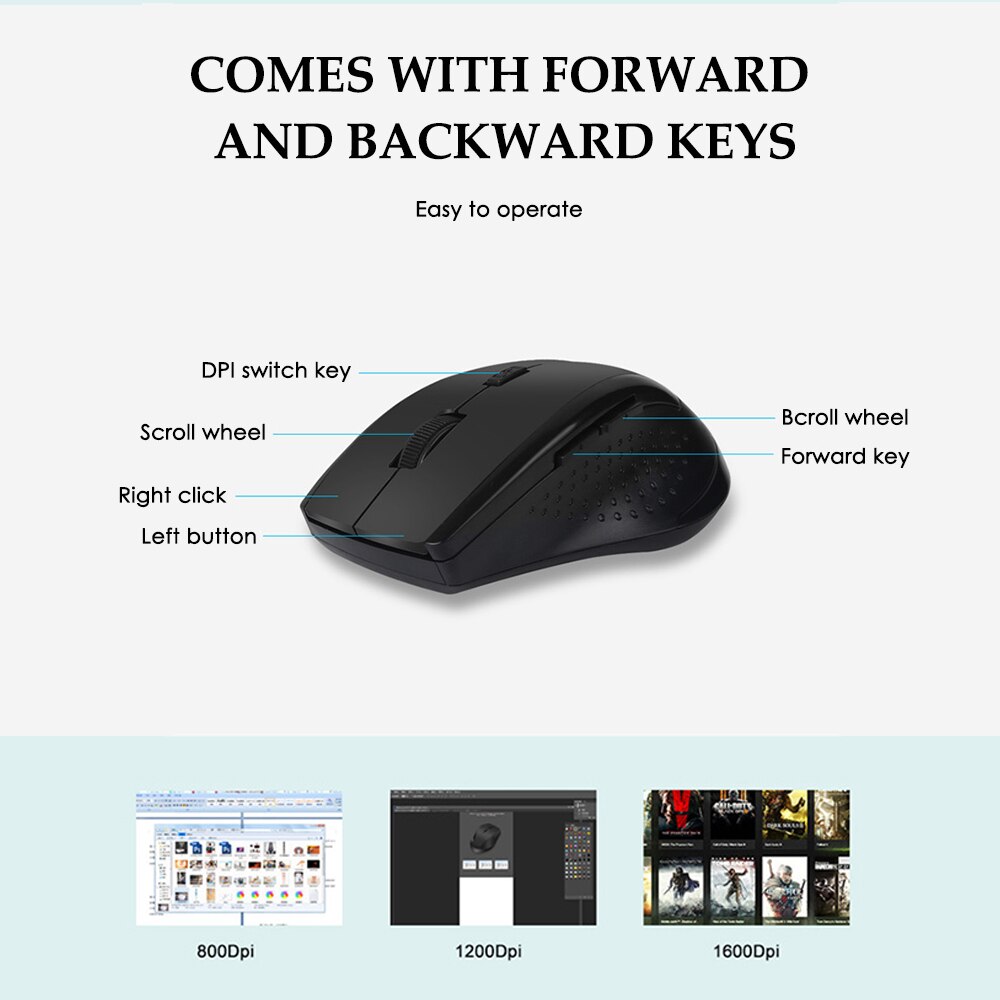Mini souris optique sans fil, 2.4G, USB, pour ordinateur, réglable, ug I, pour Windows, Mac, Linux