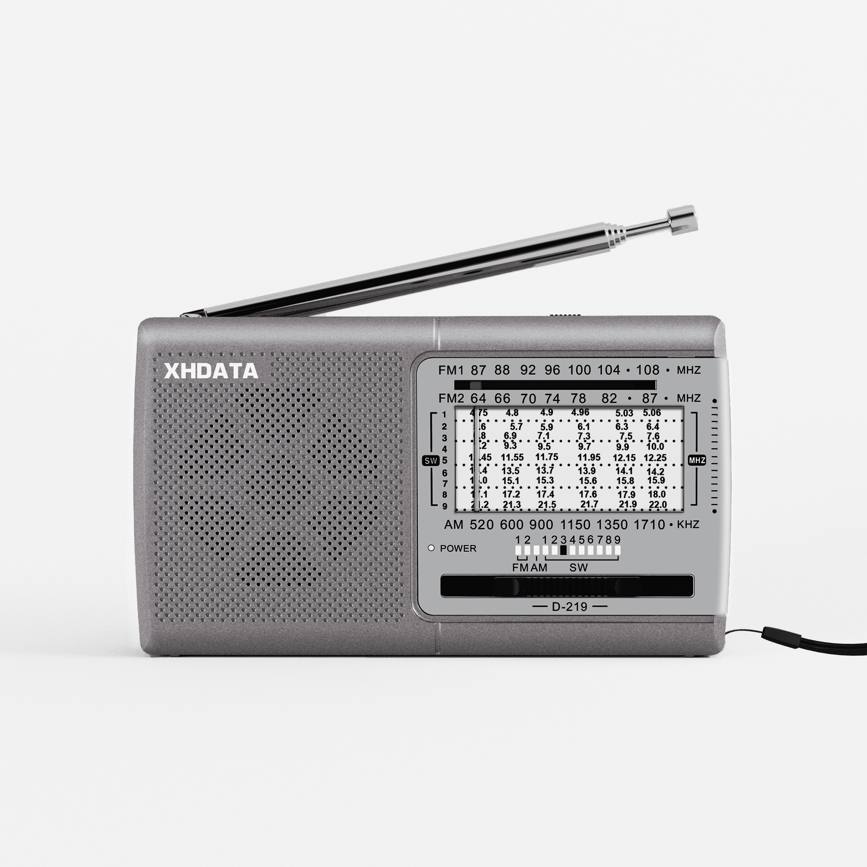 XHDATA D-219 Radio FM Przenośny odbiornik radiowy AM SW 9K 10K pasma Wysoka czułość Krótkofalowe radio kieszonkowe Głośnik Słuchawki Jack: Różowy