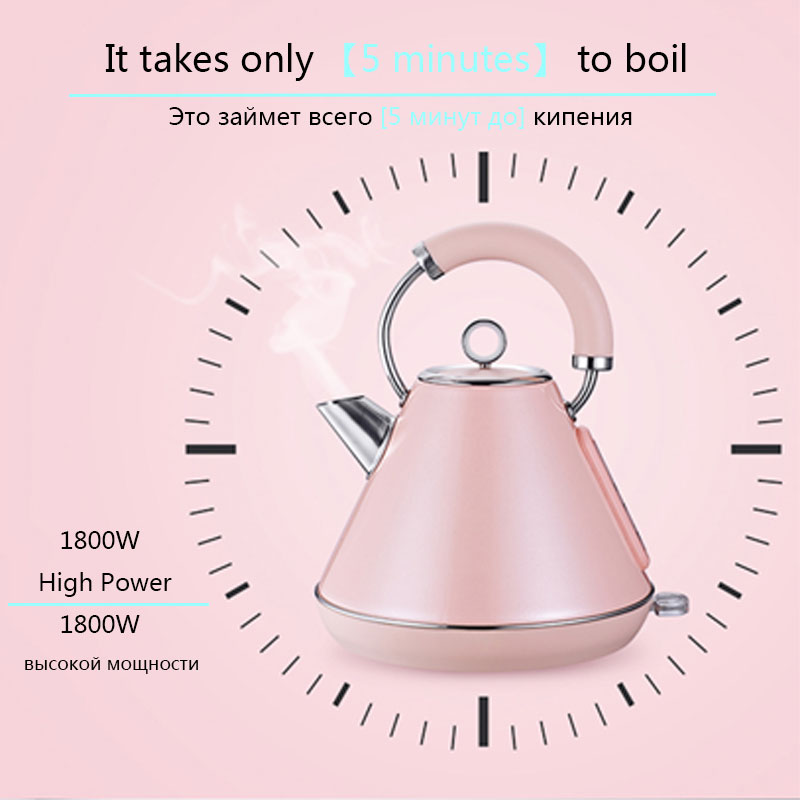 220V Retro Electric Kettle Stainless Steel 1.8L 1800W Detachable Mesh Filte British Strix Thermostat BPA-Free Electric Teapot