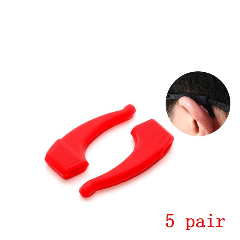 ZRHUA 5 Pair Eyeglass Anti-slip Earmuffs Silicone Holder Spectacle Glasses Eyewear Accessories Glasses Anti-slip Ear Hooks: red