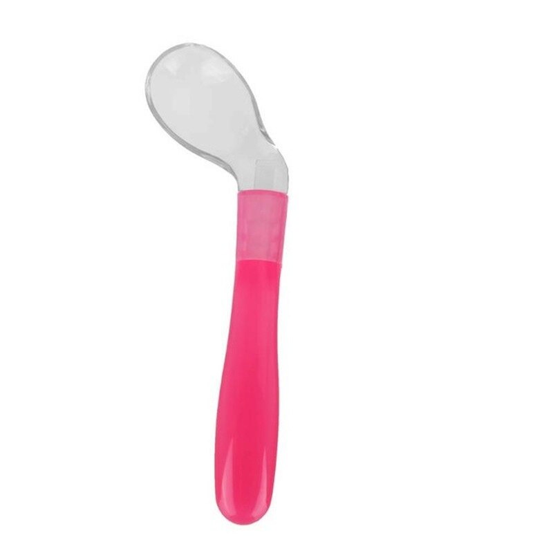 Baby Safety Temperature Sensing Baby Silicon Spoon Kids Children Flatware Feeding Spoons Safety Soft Spoon Baby Flatware: Red