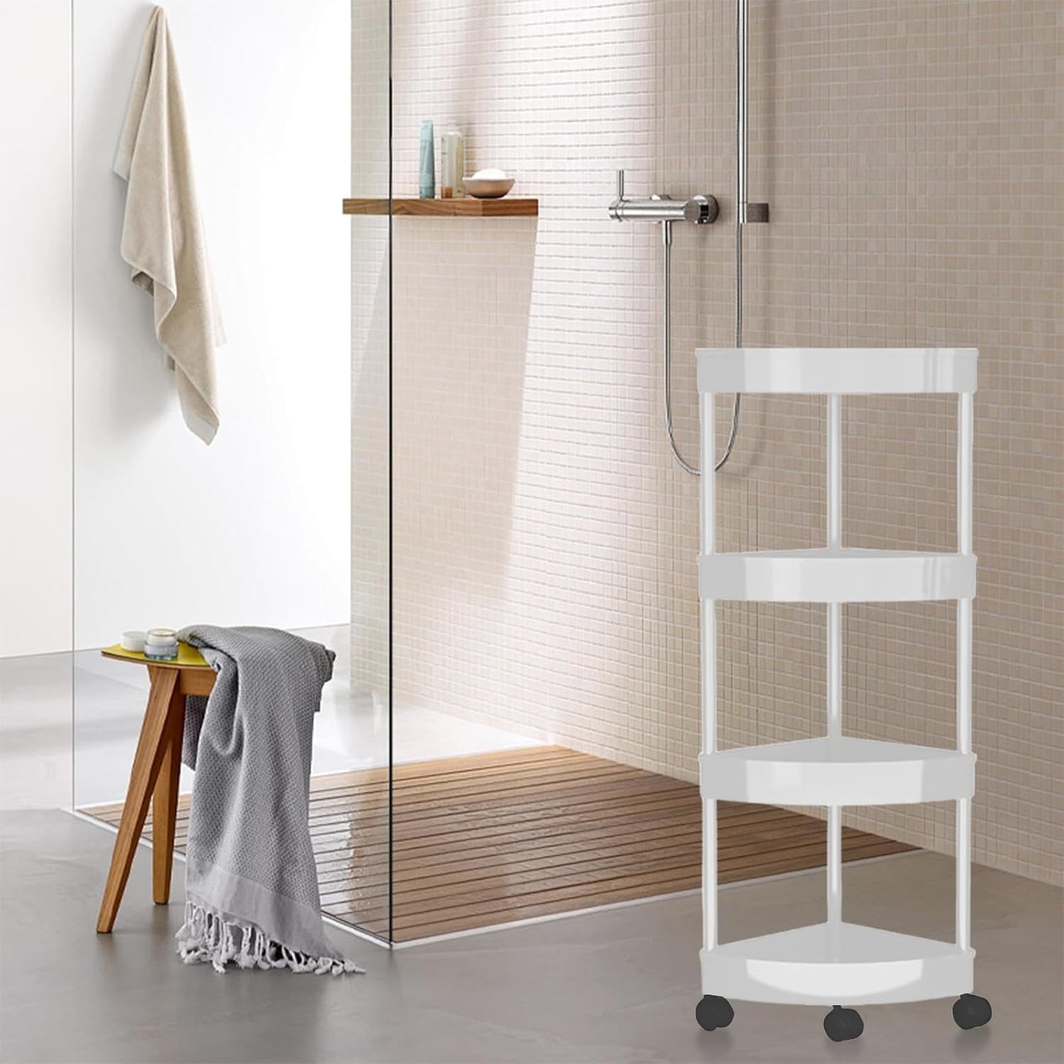 3/4Tiers Corner Storage Rack Shelves Organizer Space Saving Multi-Functional for Kitchen Living Room Bathroom