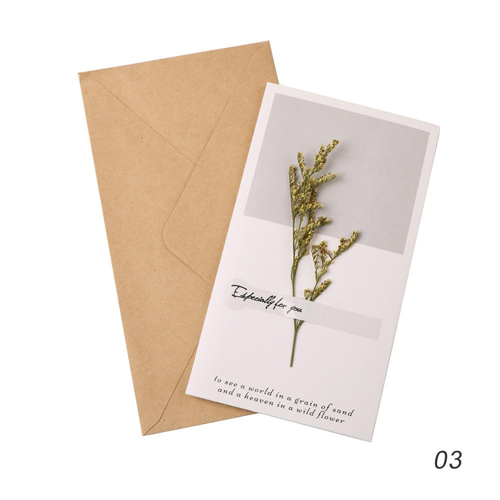 Tee-se-itse-kortti kutsukortti tyhjät kukat kuivakukkakortti äidin kiitospäiväkortti käsinkirjoitettu siunauskortti syntymäpäiväkortti: 03