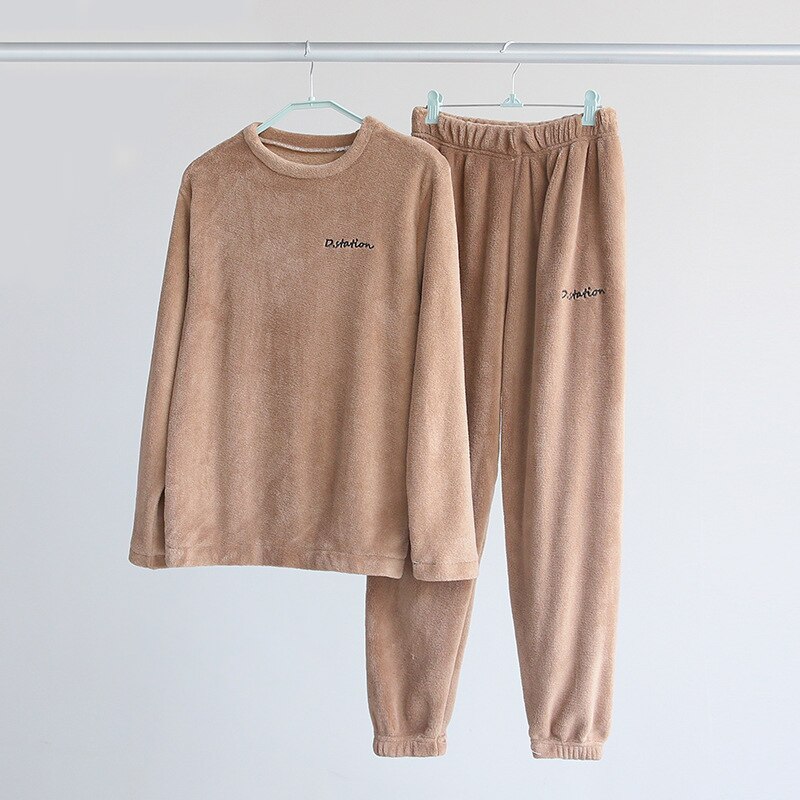 DA Homewear-Pijama de maternidad, Conjunto de pijama de enfermería, Conjunto de pijama polar de invierno para mujer, ropa de dormir femenina de terciopelo, ropa de casa: Style1 Khaki set / S