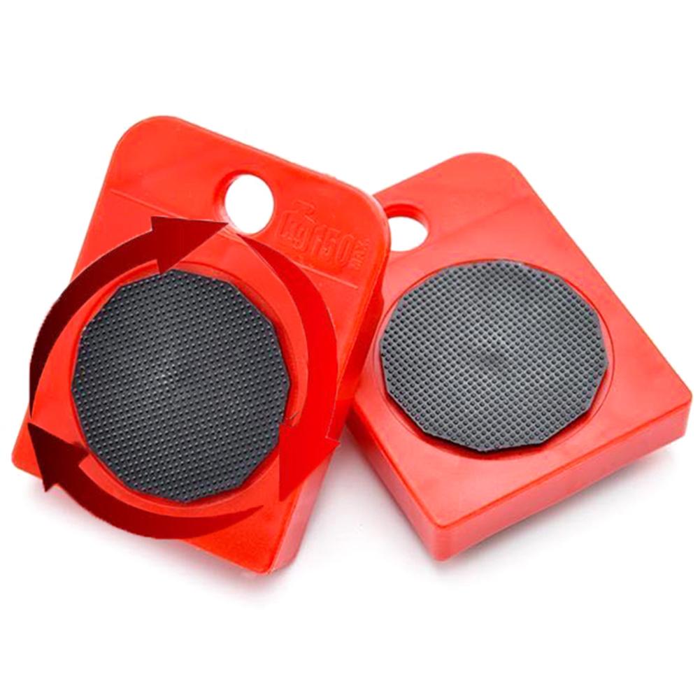 4 Stuks Set Meubels Lifter Heavy Tool Duty Meubilair Mover Vervoer Bewegende Systeem 4 Bewegen Roller 1 Wiel Bar Lifting hand Tool: 2 Red Chassis