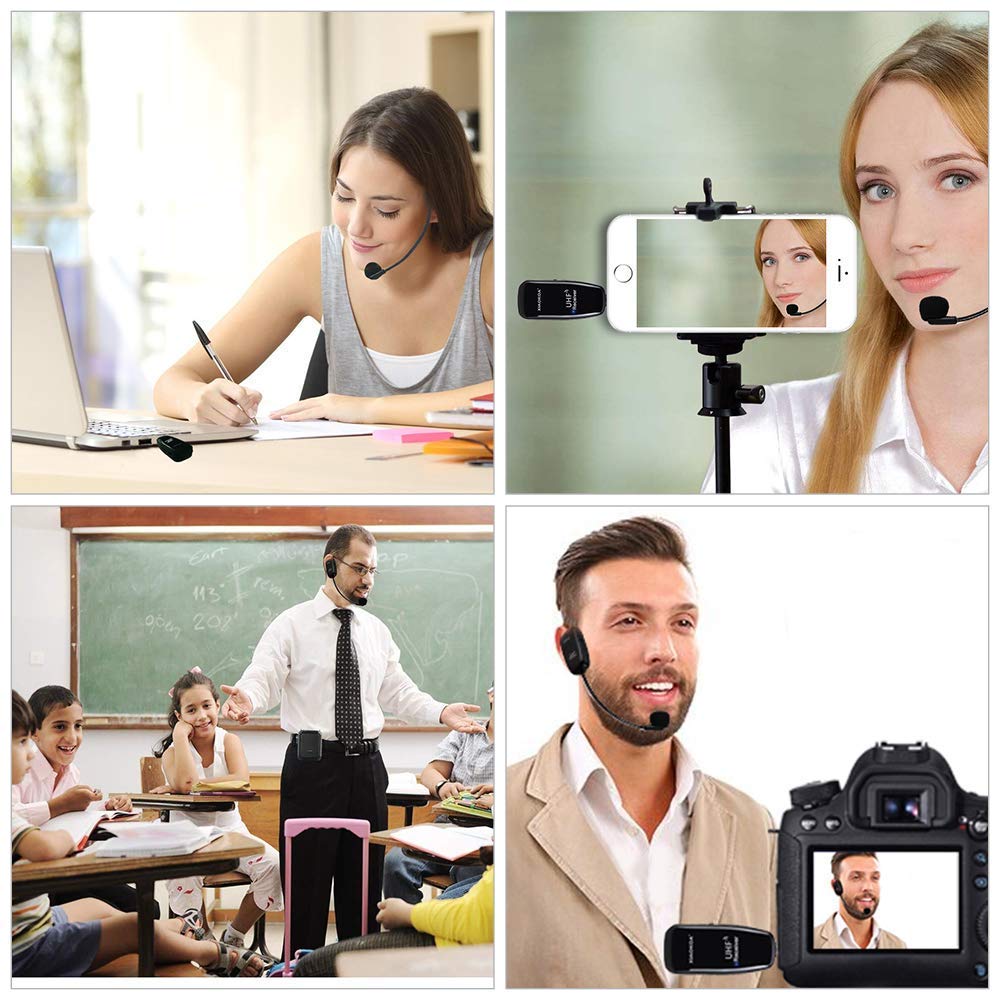 Bezprzewodowy zestaw słuchawkowy UHF mikrofon 2 w 1 uchwyt 50M akumulator robić wzmacniacz głosu nauczyciela przewodników mikrofon bezprzewodowy XIAOKOA