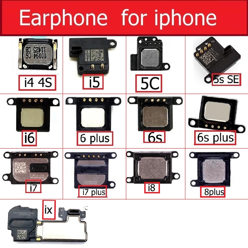 Auricular con altavoz para iPhone 4, 4s, 5, 5s, 5c, SE, 6, 6S, 7, 8 Plus, X, piezas de repuesto para teléfono móvil