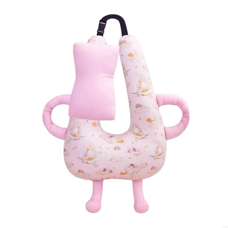 Baby-Autositzkissen mit Nackenstütze, maschinenwaschbar, Polyesterfaser-Kopfstütze für Kinderwagen, Reisekomfort, A2UB: Rosa