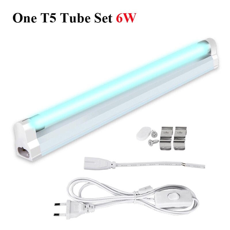 UVC Lamp Disinfection Germicidal Light 36W Fridge Deodorizer Air Sanitizer Purifier Odor Eliminators for Rooms Cabinets Wardrobe: One T5 Tube Set 6W / EU Plug 220V