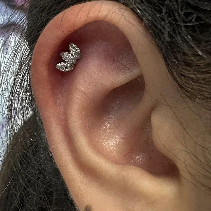 G23 titan piercing labret innvendig gjenge leppepiercing marquise kubisk zirkonia leppestift ørebein negl kroppspiercingsmykke
