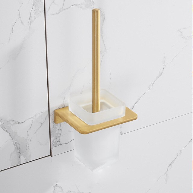 Bathroom Accessories Set Brushed Gold Bathroom Shelf,Towel Rack,Towel Hanger Paper holder,Toilet Brush Holder Bath Hardware Sets: toilet brush holder