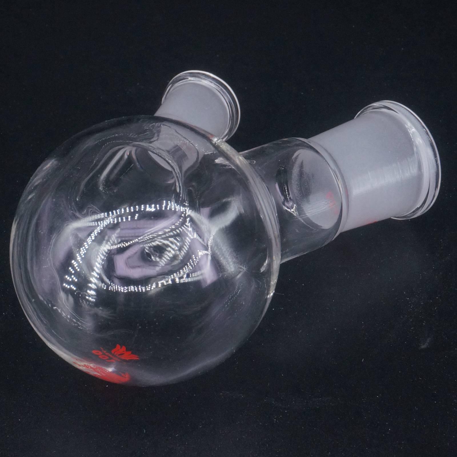 Borosilicate Glass 100ml 24/14# Central/Branch Joint 2-neck Round Bottom Lab Glass Boiling Flask