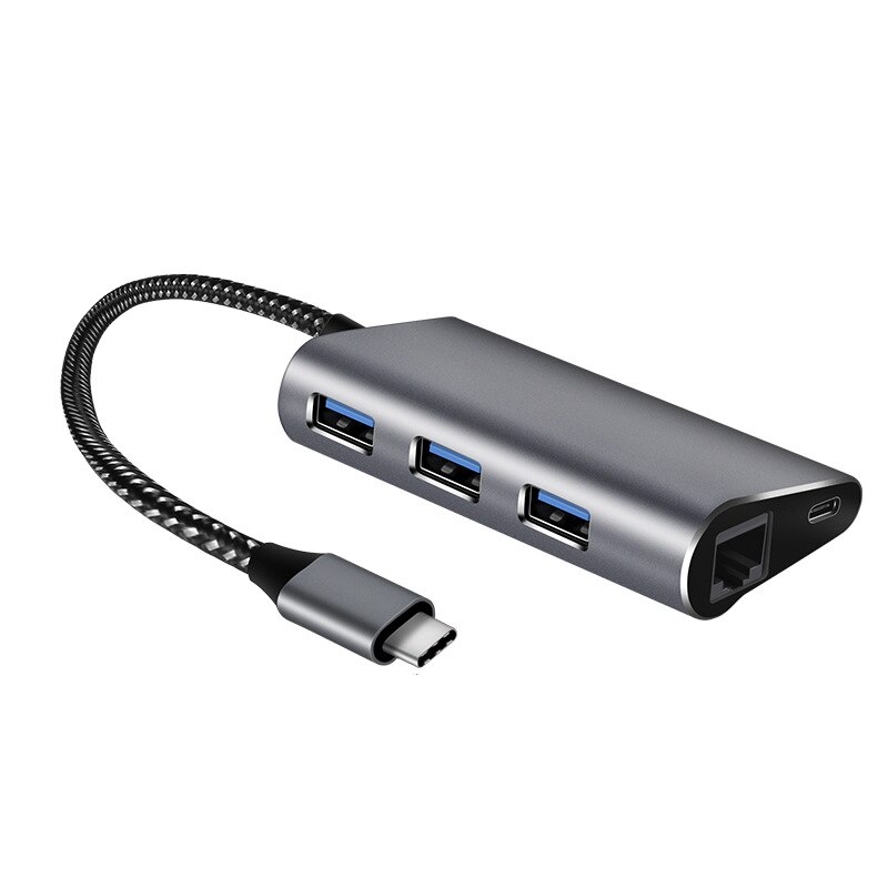 5-in-1 USB-C Hub - 3x USB 3.0, RJ45 Ethernet, PD Port - Driverless for Windows/Mac: Type-C to USB Hub
