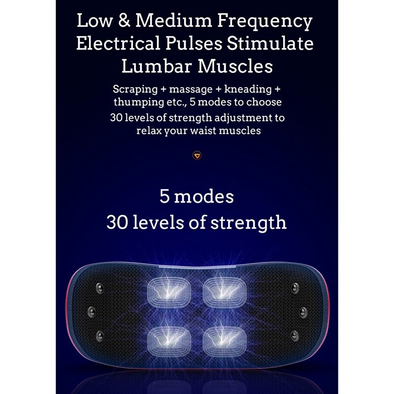 Back Massager with Heat, Waist Massager Electric Massage Lumbar for Relaxation Relieve Pain,EU Plug