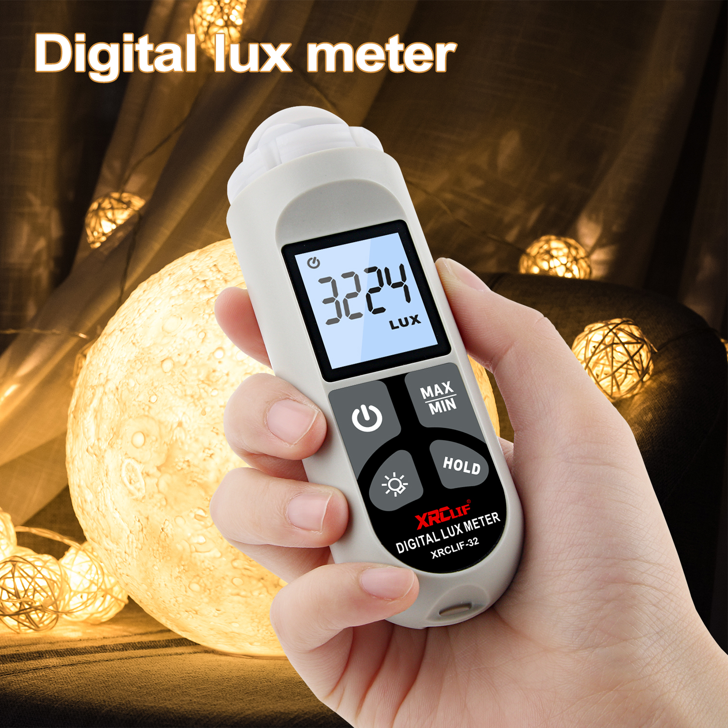 XRCLIF Digital Lux Meter 0.1-200,000 Lux Digital LCD Pocket Light Meter Lux/FC Measure Tester illuminometer Sensor Photometer