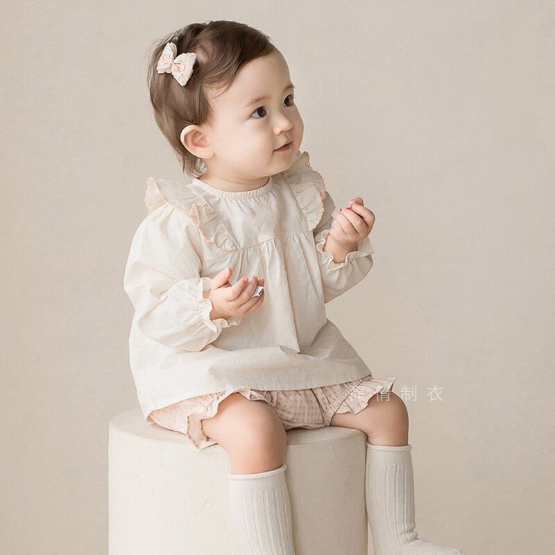 Baby girl shirt autumn Korean baby shirt lace collar long sleeve top shirt Baby girl clothes