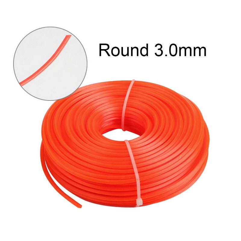 37-86m 2-4mm Round Square Nylon Trimmer Rope Fine Brush Cutter Head Strimmer Line Mowing Wire Lawn Mower Accessory: round 3mm 50m