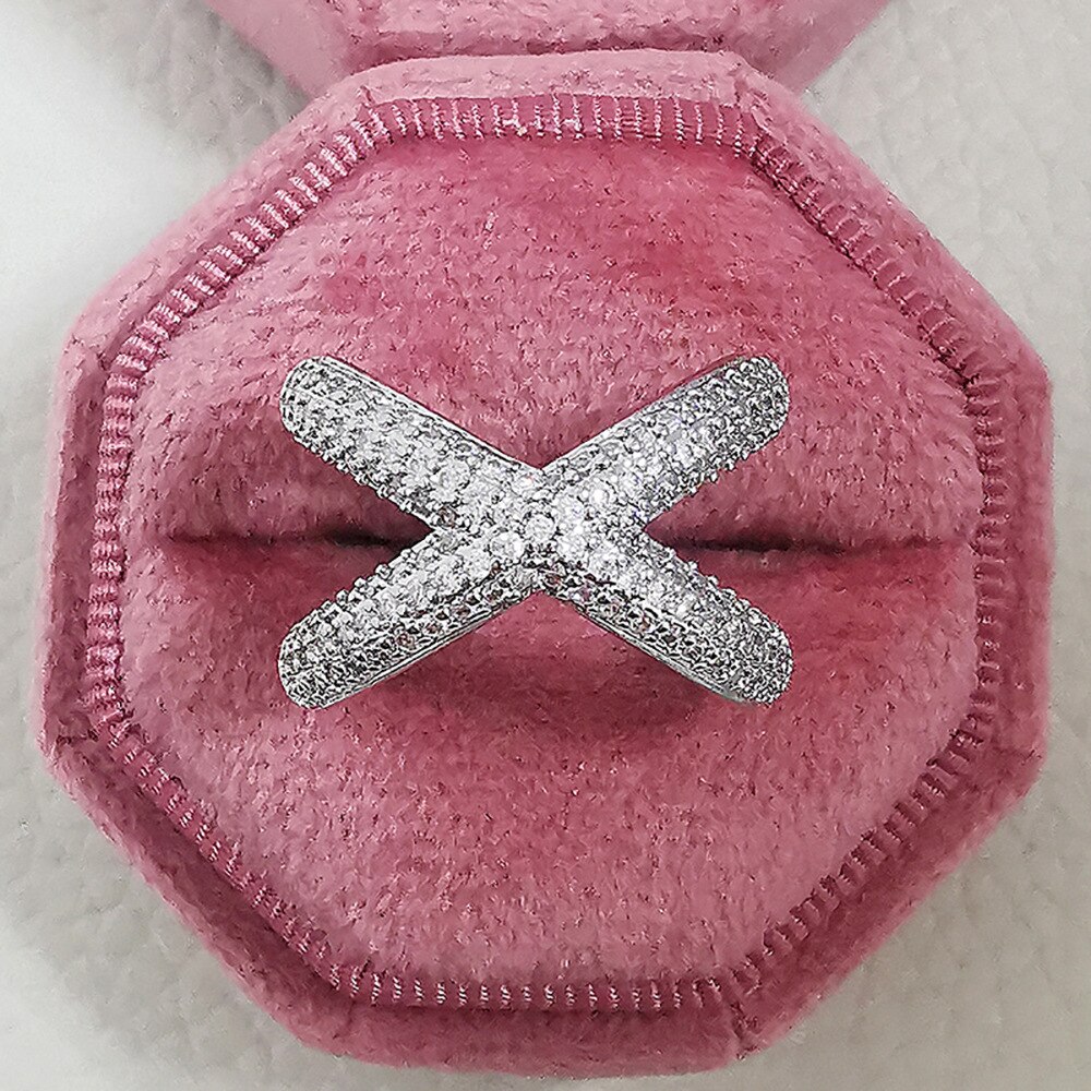 2022 kreuz Diamant Ring 925 Sterling silber, Verlobung, Hochzeit Band Ringe für Frauen Braut Versprechen Party Schmuck