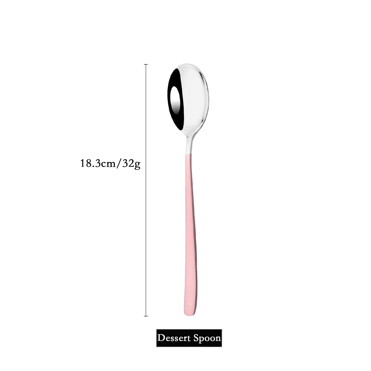 Pink Silver Dinnerware Cutlery Set 304 Stainless Steel Tableware Steak Knife Fork Dessert Spoon Flatware Silverware Set For Home: 1Pc Dessert Spoon