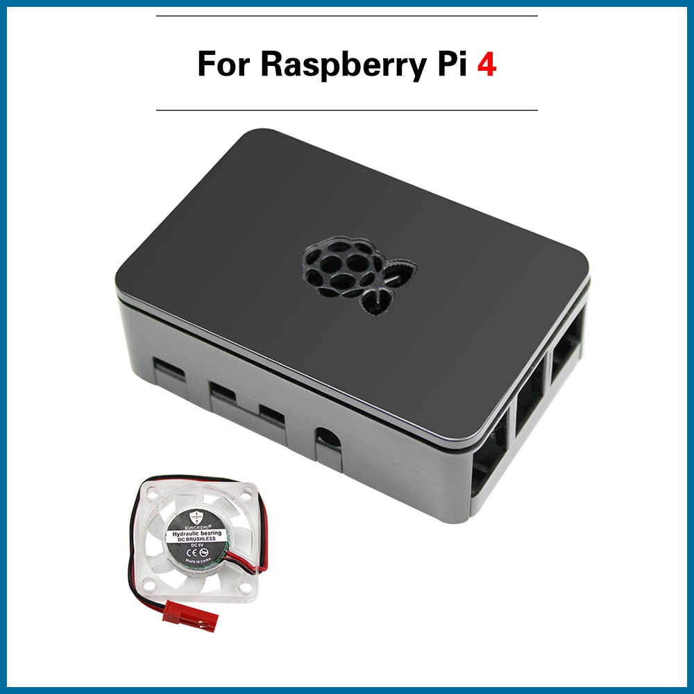 Boîtier ABS pour Raspberry Pi 4 modèle B Pi 4B, boîtier en plastique transparent avec ventilateur, noir et blanc