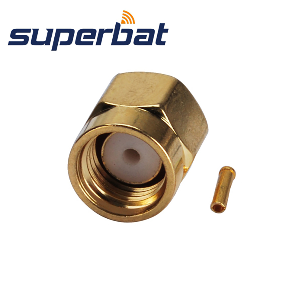 Superbat 10pcs RP-SMA Solder Male(female pin) RF Coaxial Connector for Semi-rigid Cable.086