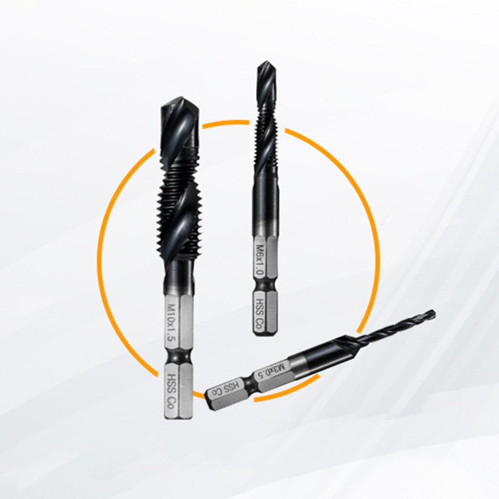 Metric 6 Stuk Pak Tap Diameter M3 M4 M5 M6 M8 M10 Zeshoekige Schacht Boren En Tappen Geïntegreerde Composiet tap