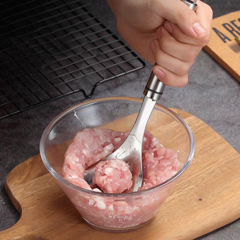 Rostfritt stål non-stick köttbullar sked maker pressa kök verktyg boll form sked kök gadget kött verktyg