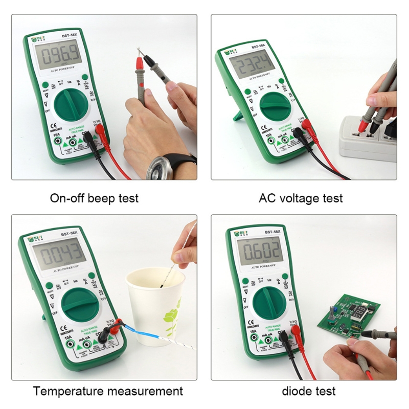 Digital Multimeter Accuracy ±0.5% Measuring Voltage Resistance Current Temperature Battery &amp; Diode Multi Tester