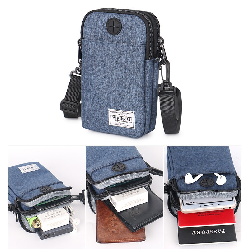 Small Travel Shoulder Neck Bag Messenger Passport Holder Cover Belt Pouch Crossbody Bag with Shoulder Strap