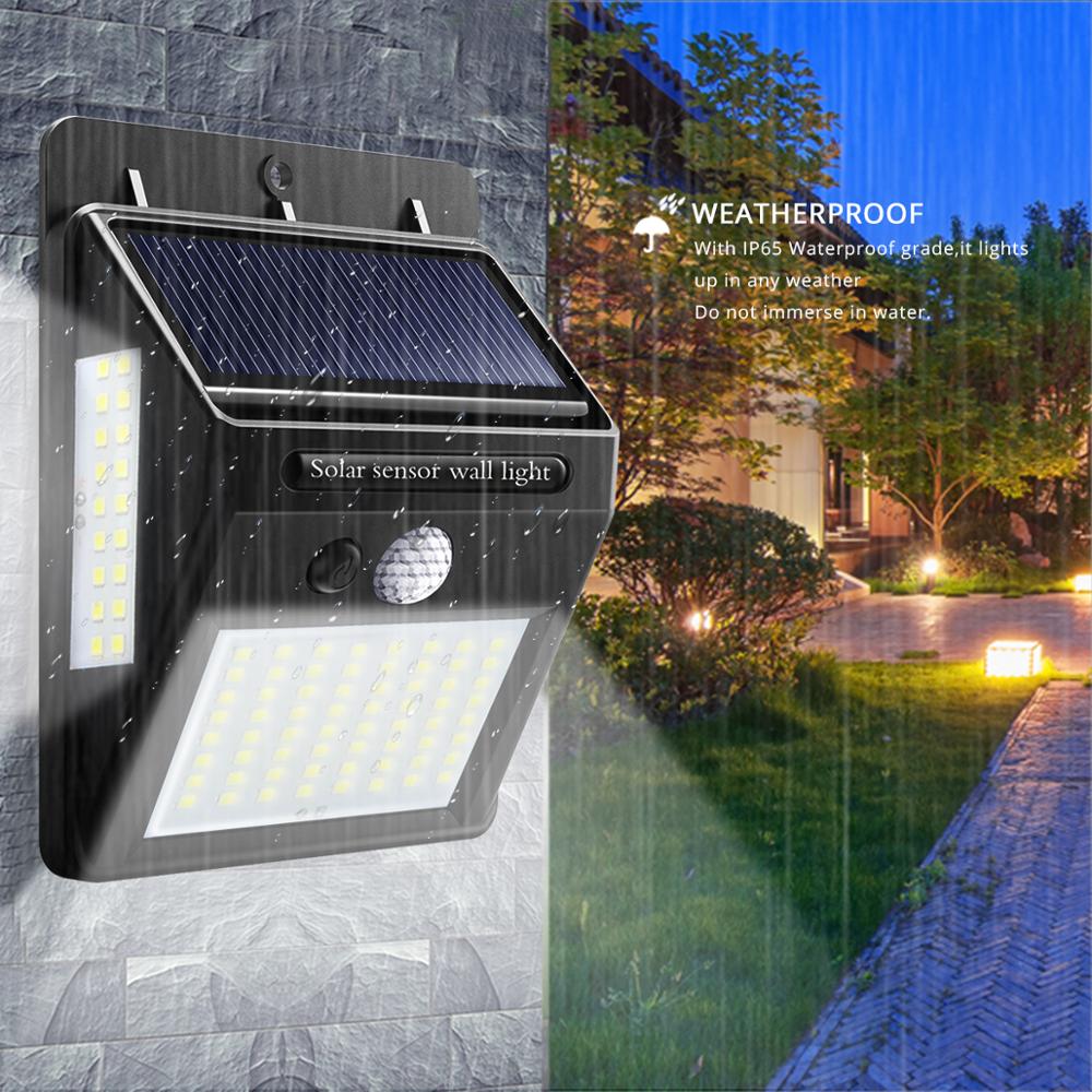 Ledet gadebelysning 100 leds solenergi bevægelsessensor smarte sollamper udendørs havesti indretning nattsikkerhedsinduktionslamper