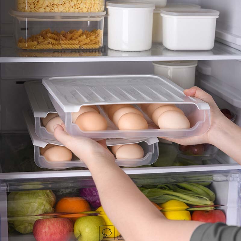 Kitchen Auto Scrolling Egg Storage Holder Egg Storage Rack Refrigerate Food Dispenser Plastic Space Saver Organizer Container