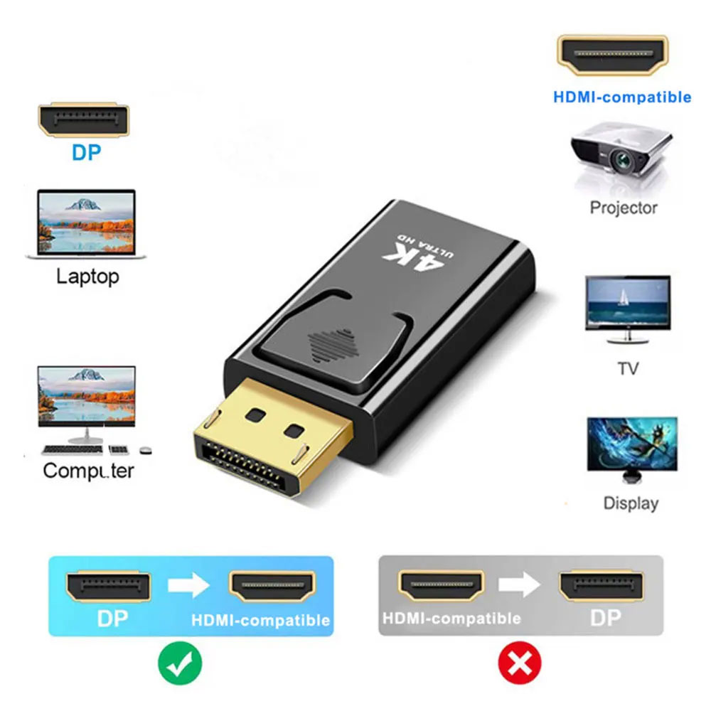 Konwerter 4K DP DisplayPort na HDMI Konwerter wyświetlacz Port DP na HDMI adapter HDTV wideo audio PC laptop