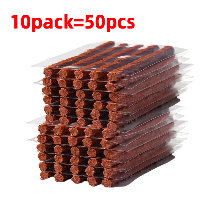 Tiras de goma para reparación de neumáticos, pegamento sin cámara para coche, motocicleta, bicicleta, herramientas de reparación de pinchazos, accesorios, 5/50 piezas: Rojo