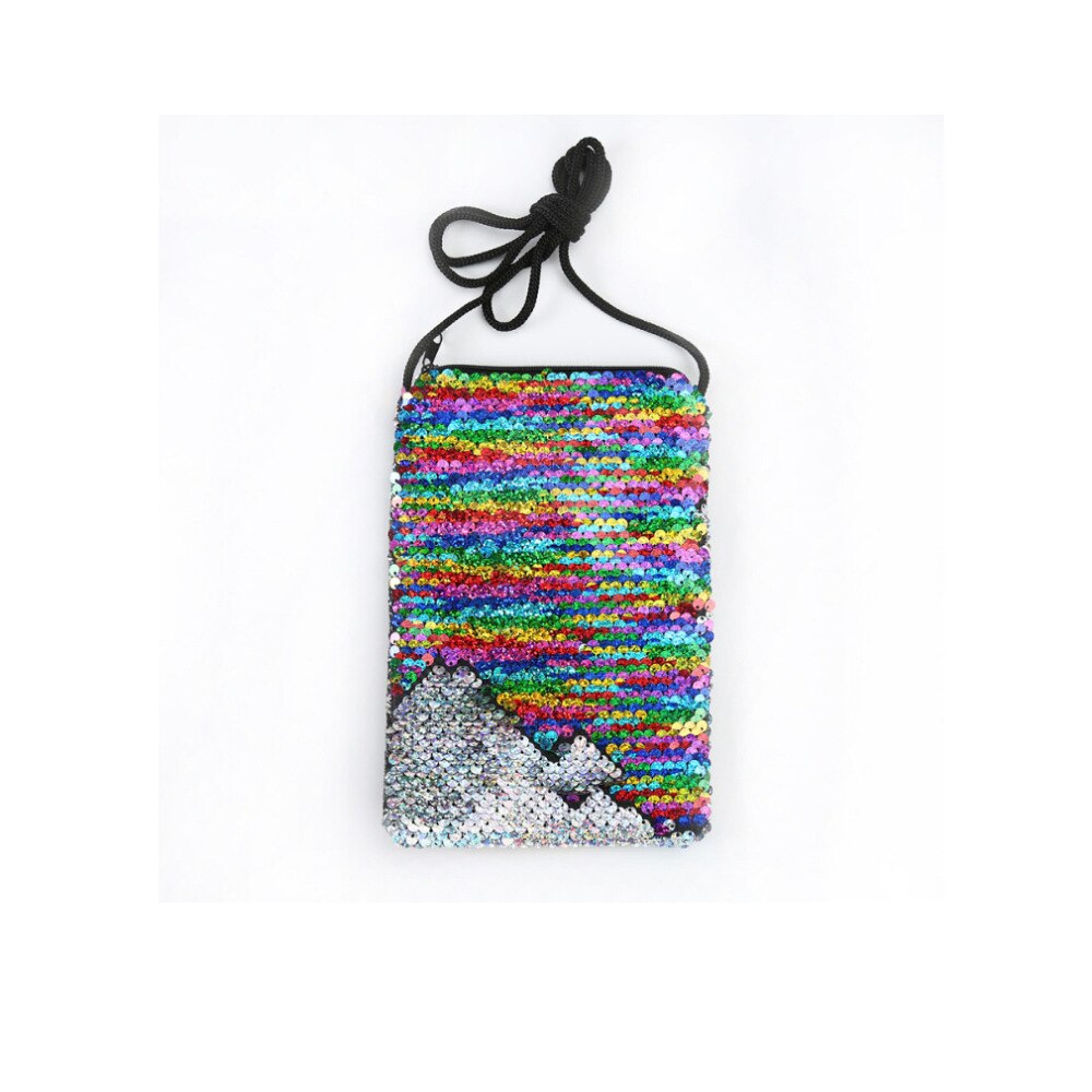 Children's Mermaid Sequins Coin Purses One-Shoulder Crossbody Wallet Girls Lanyard Sequin Small Square Bags Handbags