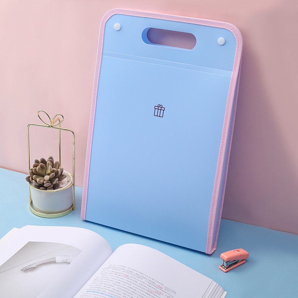 A4 File Folders 13 Layer Document Storage File Organizer Large Briefcase Pouch Carpetas Filing Clip Bill Folder Office Supplies: blue