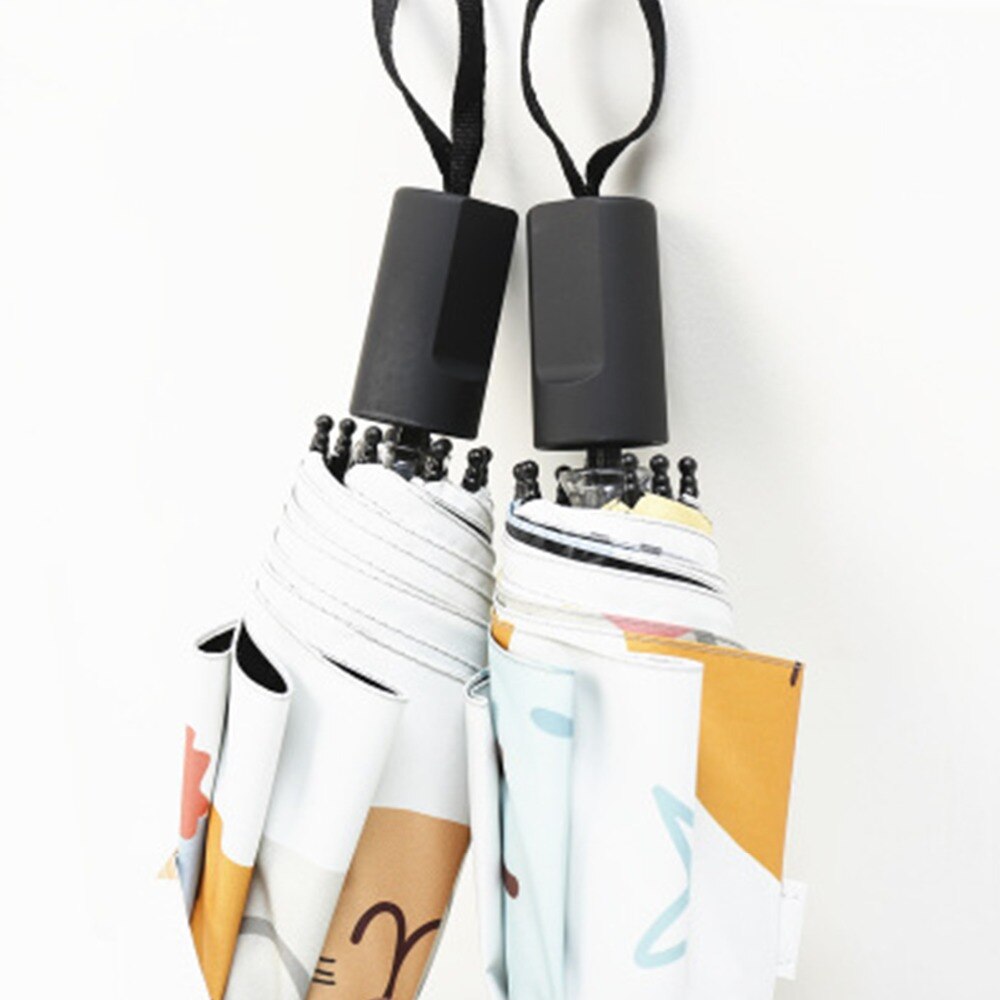 Fox smiling face image wind protection and reinforcement sunshade umbrella black plastic sunshade umbrella cartoon fold