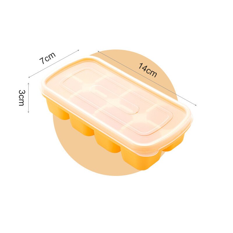 8 Grids Silicone Ice Mould Square Ice Cube Maker with Dustproof Lid Ice Cube Molds Ice Cube Tray for Whiskey Cocktails Drinking: Yellow