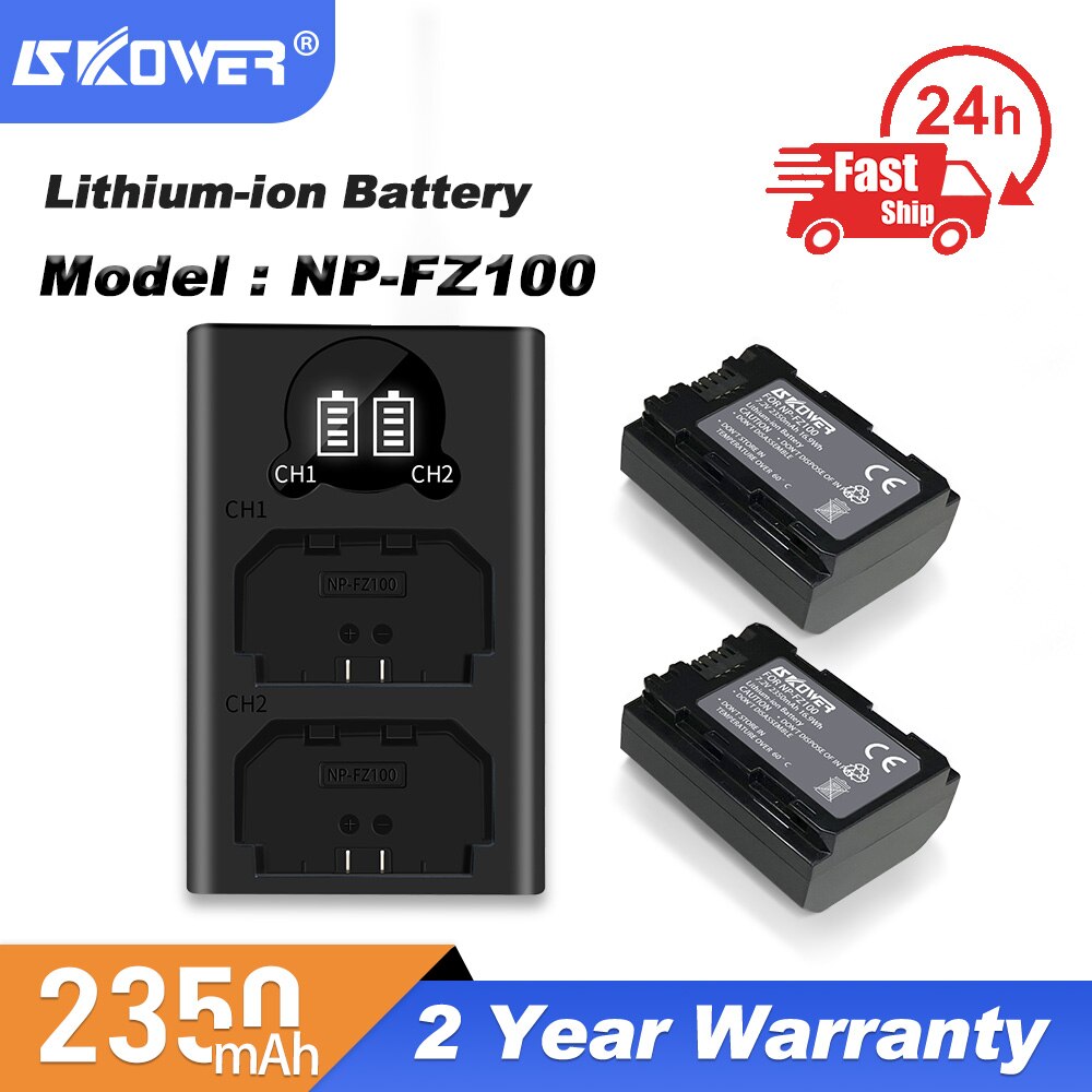 2350mAh NP-FZ100 Batterie Pour Sony NPF-Z100 BC-QZ Alpha a9/ a7R III/ a7 III/ 9R/A9R/9S/ A6600 Caméra Avec Double LED USB Chargeur