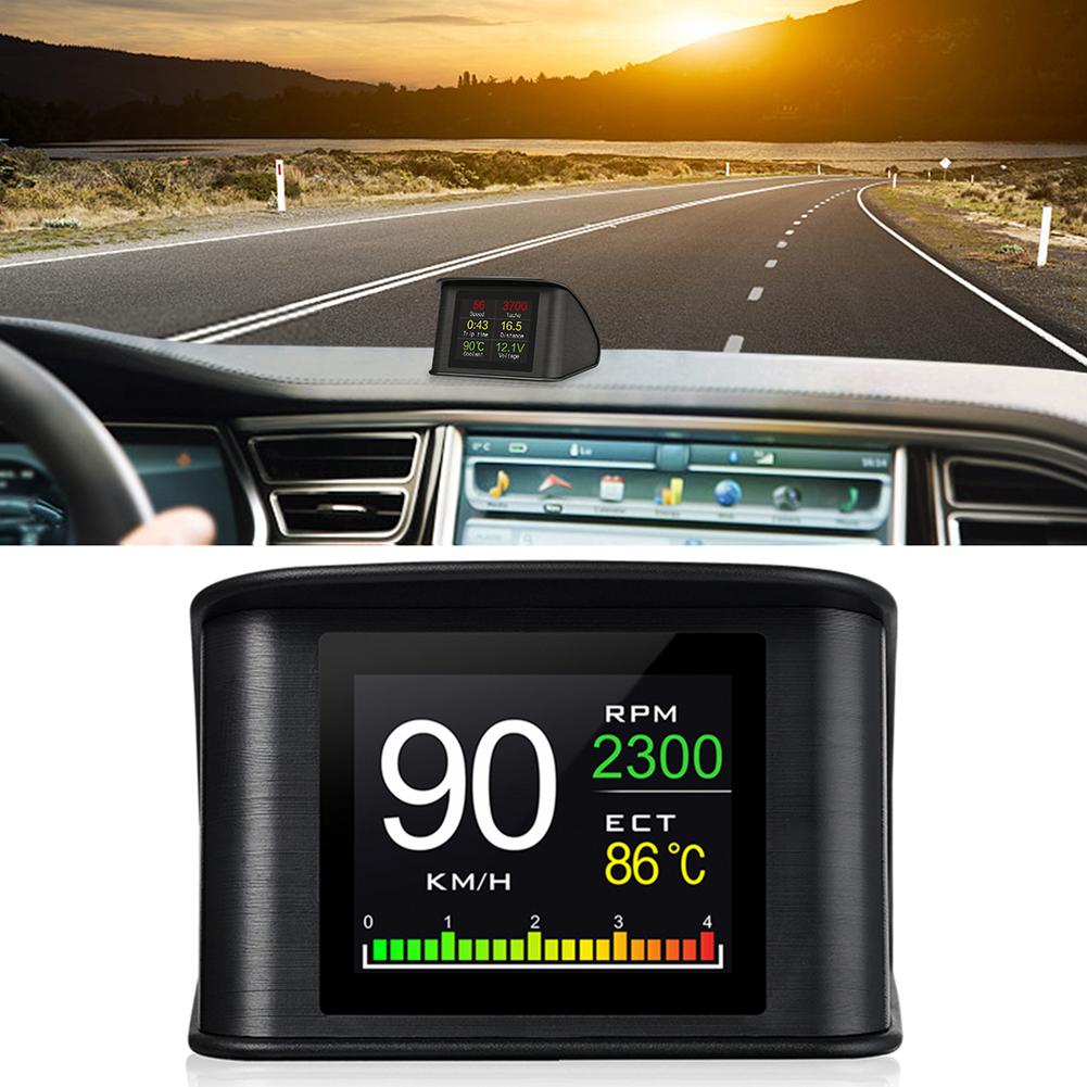 Car HUD OBD2 GPS Smart Display Speed Monitoring 9 Interface Digital Gauge Meter Turbo Brake Test OBD Scanner