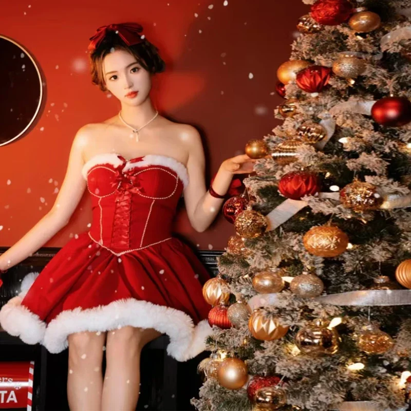 Robe de Noel sexy au chaud, knife de Noel, rouge d'Halloween, performance de cosplay du père Noël,