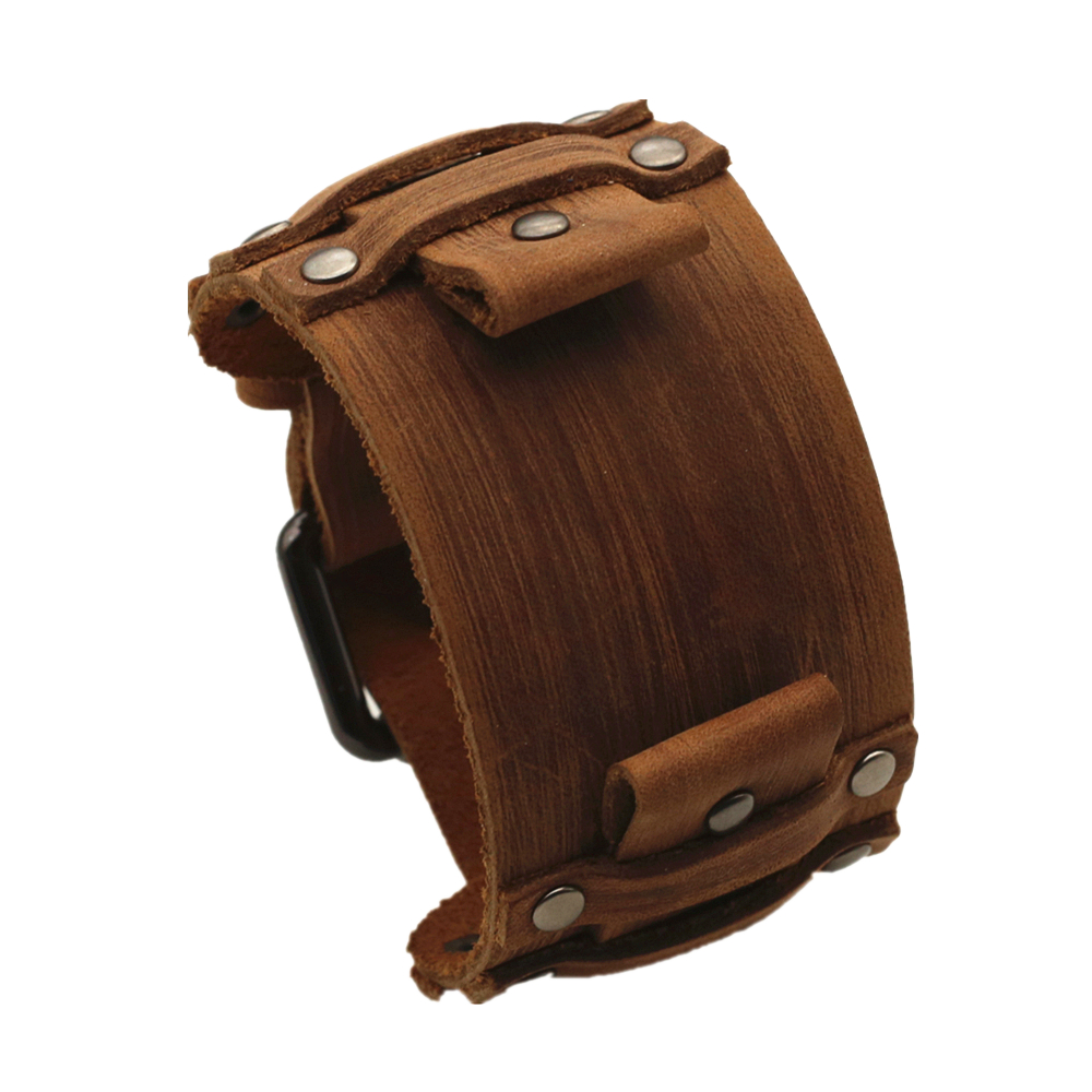 Punk svart blå röd grön brun läder klockarmband herr 22mm 24mm klockarmband armband smycken: Svartgrå / 22mm