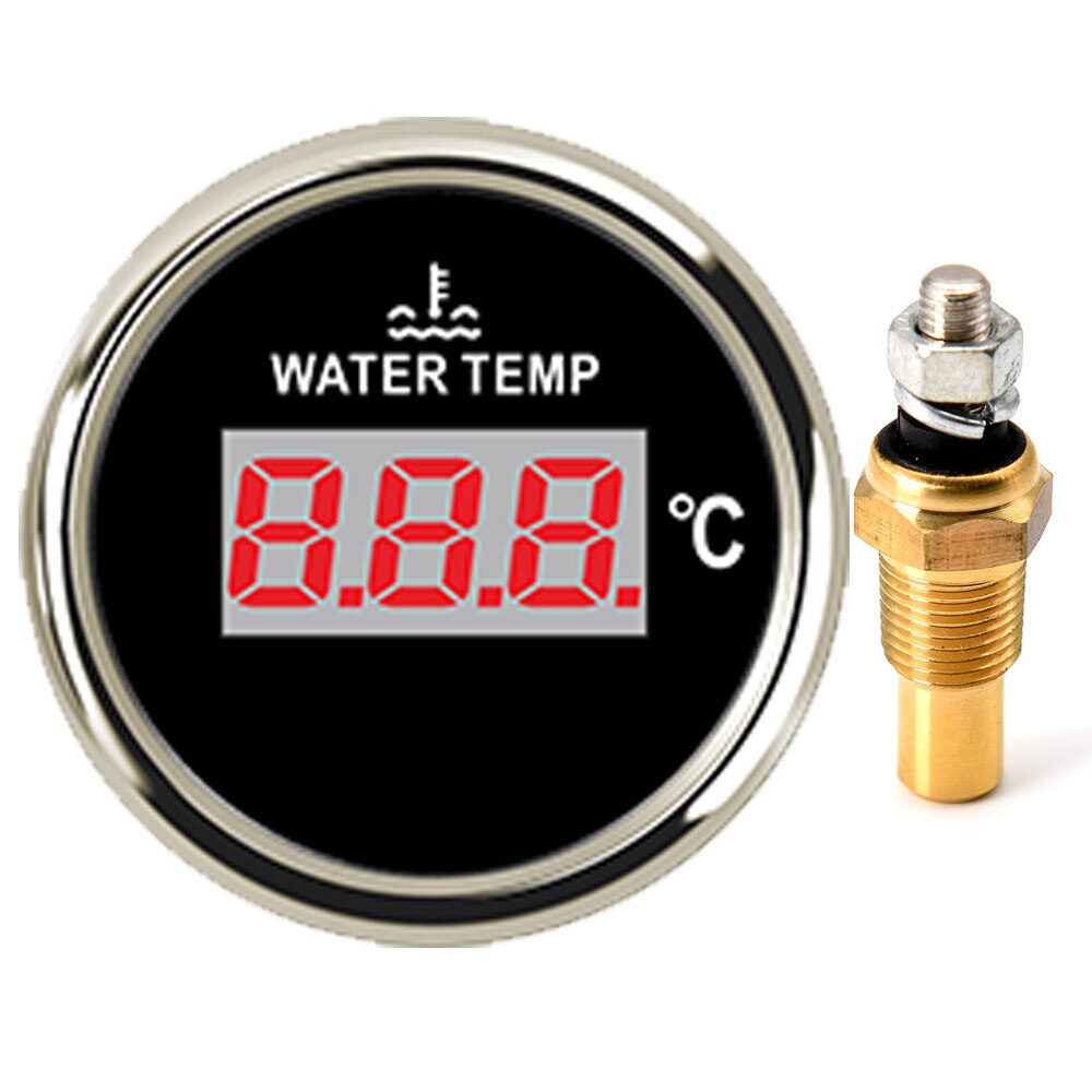 40-120Celsius Digitale Water Temperatuurmeter Met 1/8 Npt Water Temp Sensor Marine Water Temp Meter Rood Backlight 12/24V: BS