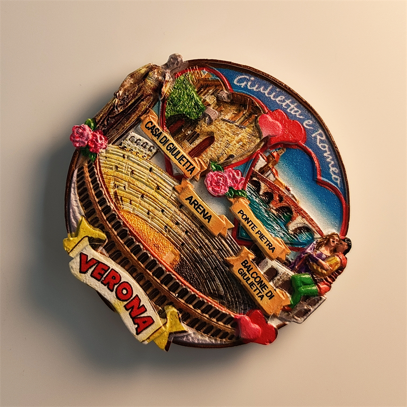 Italia, Verona, arena, estereoscópico 3D, recuerdos de turismo, pintura de resina, decoración del hogar, imanes de refrigerador ﻿