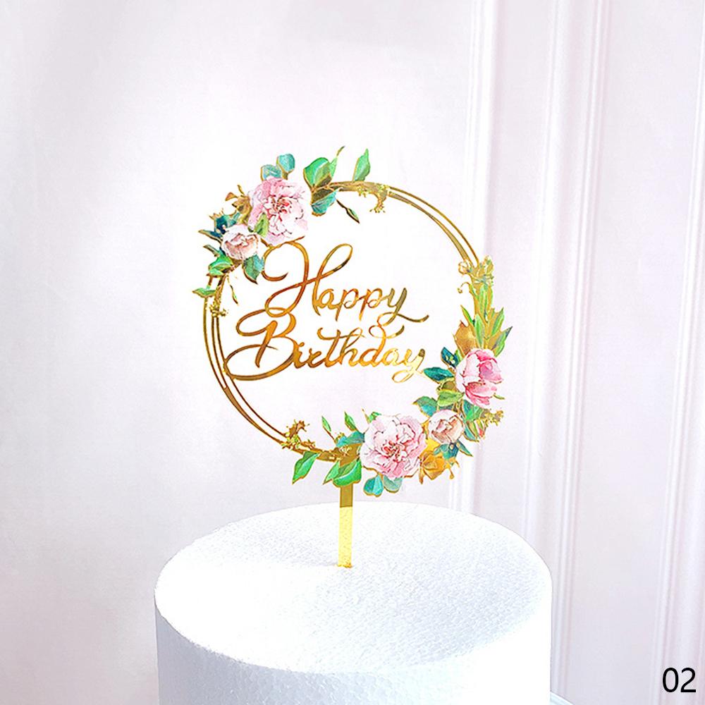 Acryl Gelukkige Verjaardag Cake Topper Resuable Hart Letters Guirlande Anniversary Topper Cupcake Dessert Decor Feestartikelen: Happy Birthday-01