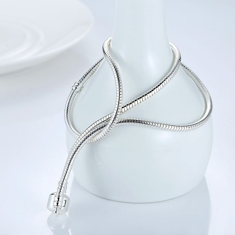 45CM Silver color Snake Chain Necklace Pendant Fit Original Beads Charms DIY Jewelry