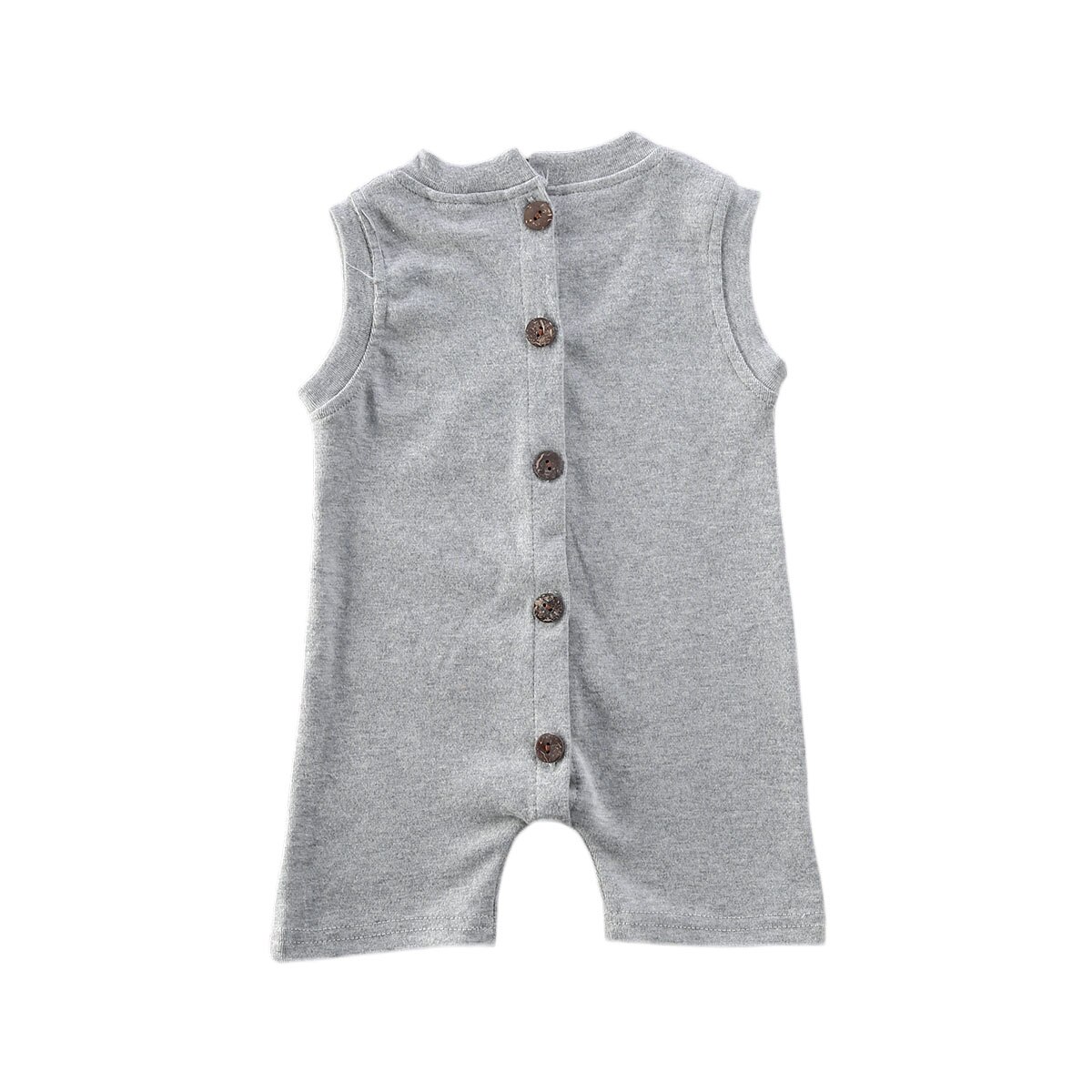 Neugeborenen-Baby-strampler aus baumwolle für jungen und mädchen, ärmelloser Overall mit knöpfen, sommerkleidung: Grau / 9m